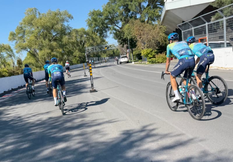Riding with Astana on the Circuit Gilles Villeneuve F1 track